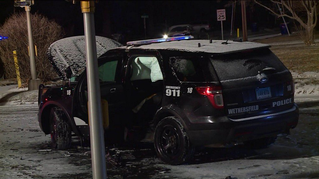 Woman arrested, charged after crash involving Wethersfield police cruiser    