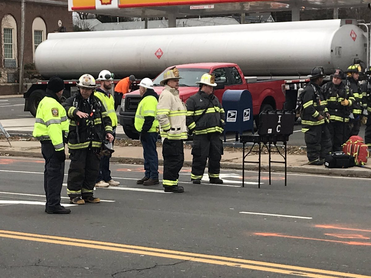 Gas line ruptured by A construction company doing bridge work along Skiff St. in Hamden has caused the road to be closed between Whitney and Dixwell. Businesses and a school were evacuated.