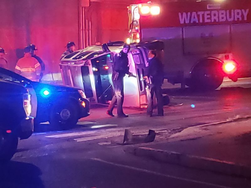 A crash involving three cars caused police to shut down a short stretch of Huntingdon Avenue Thursday night. An SUV ended up on its side in the roadway just past Chase River Road, by the on- and