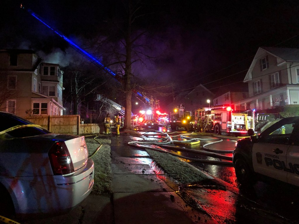 Firefighters battle blaze in Vernon 92 Talcott Avenue. There were no reports of injuries.