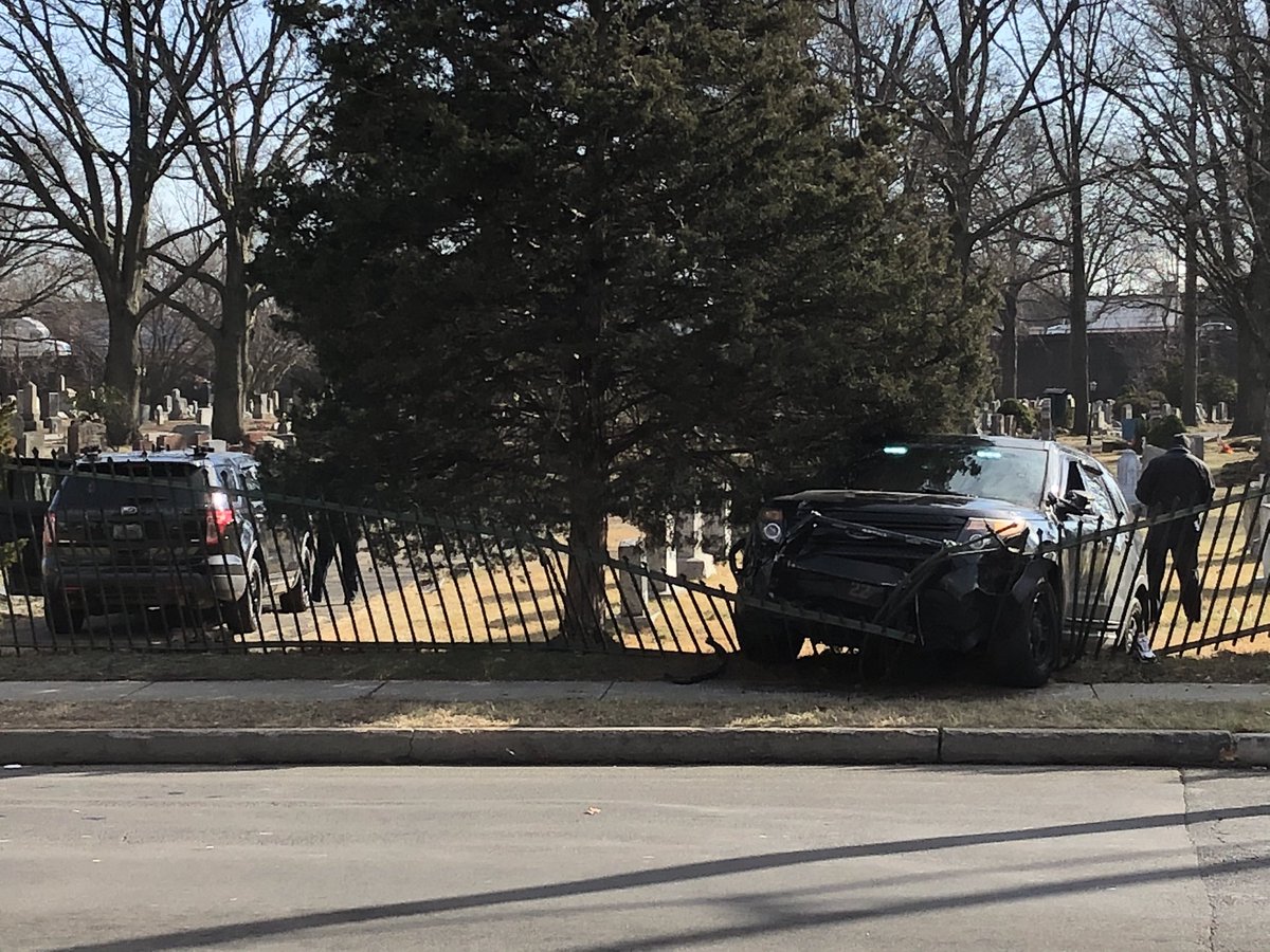 Scene in West Haven on Campbell Avenue where someone tried to steal a police vehicle