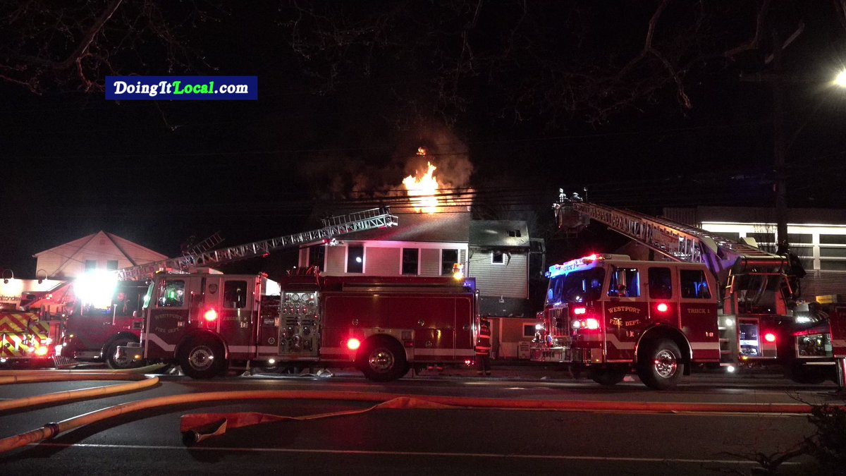 FIRE AT WESTPORT KENNEL: Building housed an apartment and a boarding facility. 3 people in the apartment were woken up by the smoke alarms. 50 dogs and cats rescued from the building