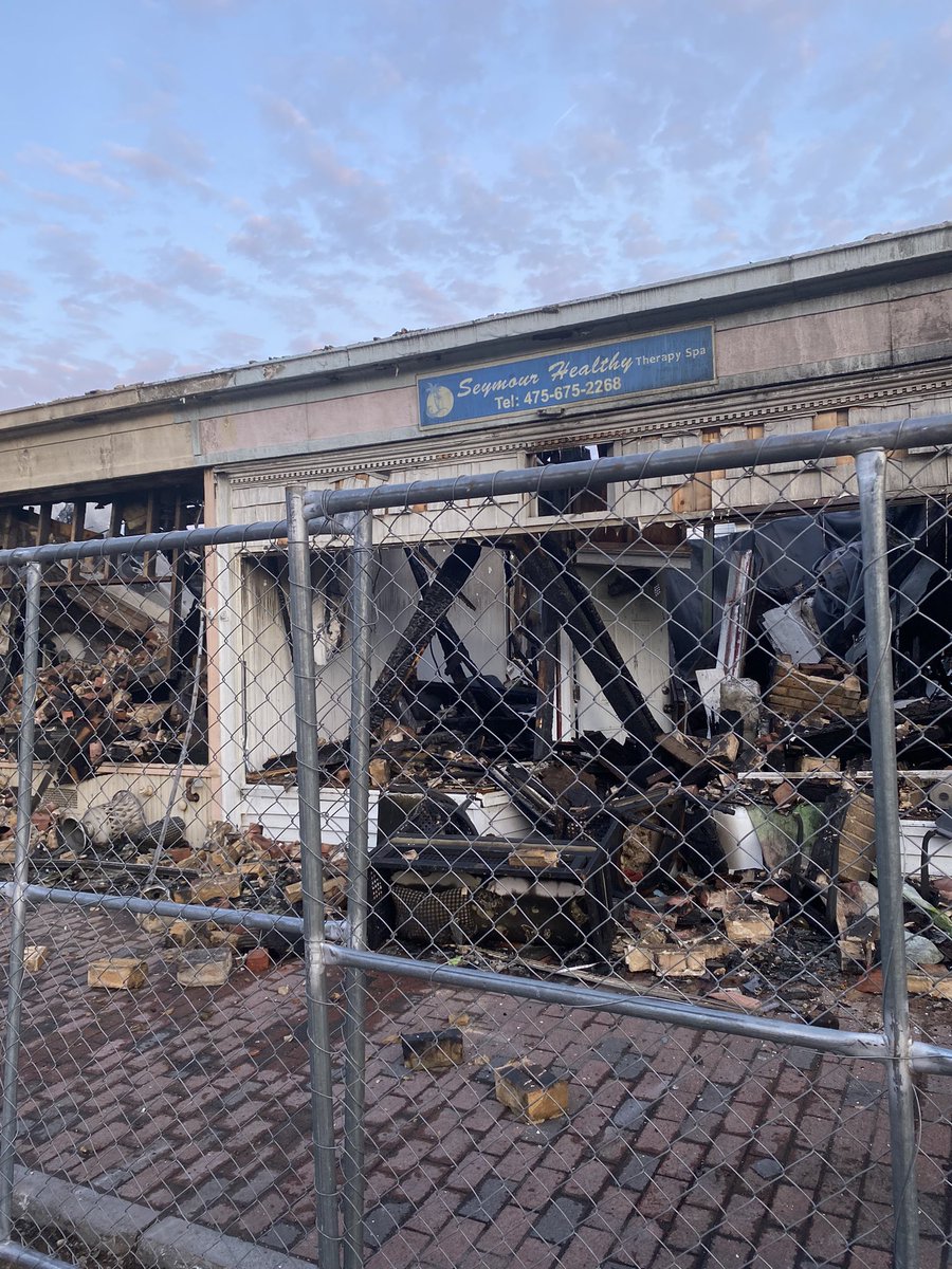 Tragic scene in Seymour, 4 local businesses destroyed in a fire yesterday on Main and Bank streets. At least one other business is currently displaced along with 13 residents in neighboring apartments. Fire officials say the fire first started in an antique shop 