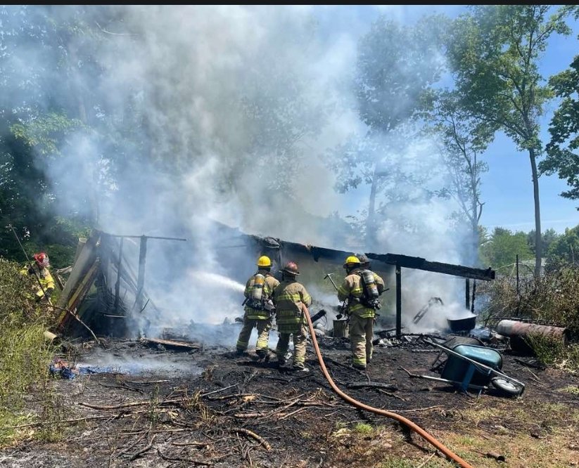 Small backyard shed fire is under control. Photo courtesy of the SWFD