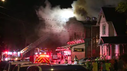 Hartford firefighters are battling a building fire on Ashley Street this morning