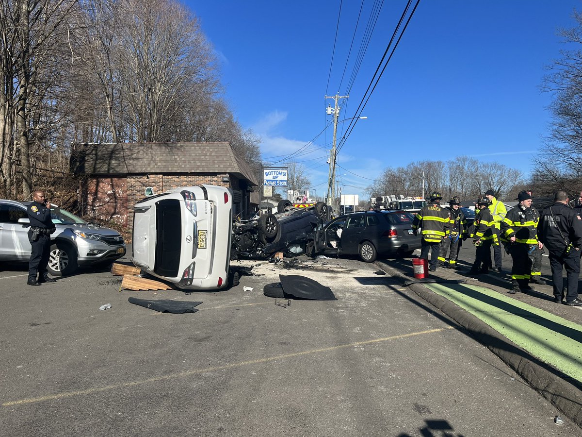 3 adults and 1 child were taken to the hospital after a three-car crash on Whitney Avenue in Hamden. One woman was trapped inside a car, firefighters pulled her out. All four victims have non-life threatening injuries