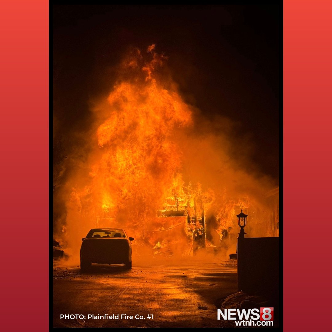 A person was taken to the hospital with injuries after an overnight garage fire in Plainfield, fire officials said