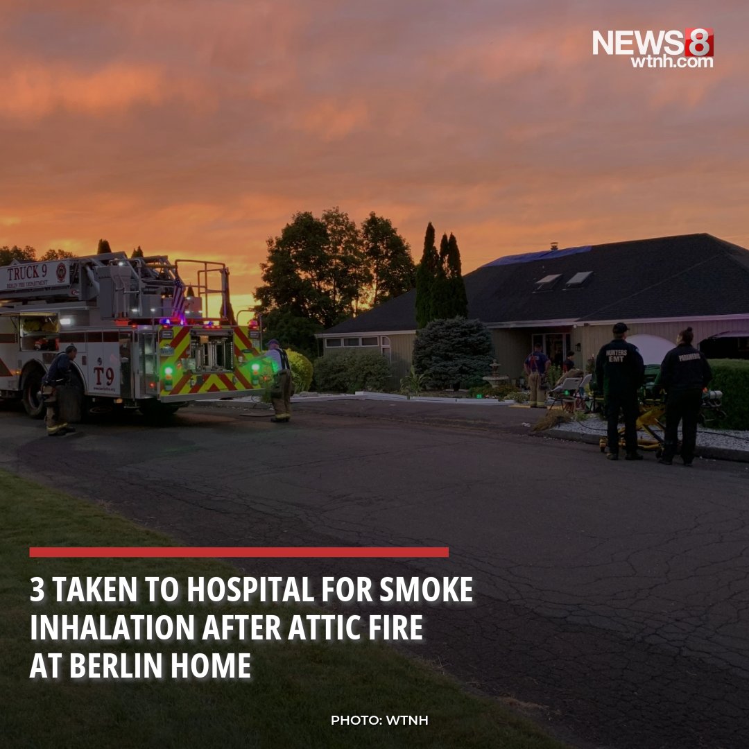 Three people were taken to a hospital for smoke inhalation after a house fire early Wednesday morning in Berlin, according to local fire officials
