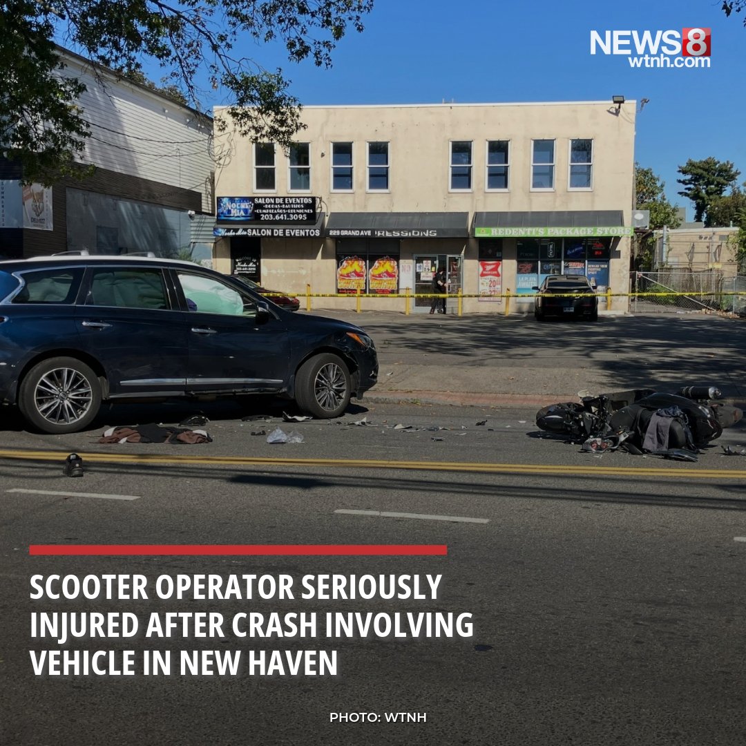 A scooter operator is seriously injured after a crash involving an SUV Monday morning in New Haven, according to police